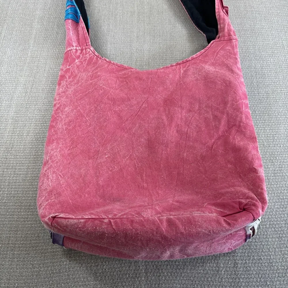Boho Hippie Deadhead Crossbody Shoulder Bag Purse Patchwork Tie-Dye Flower Peace